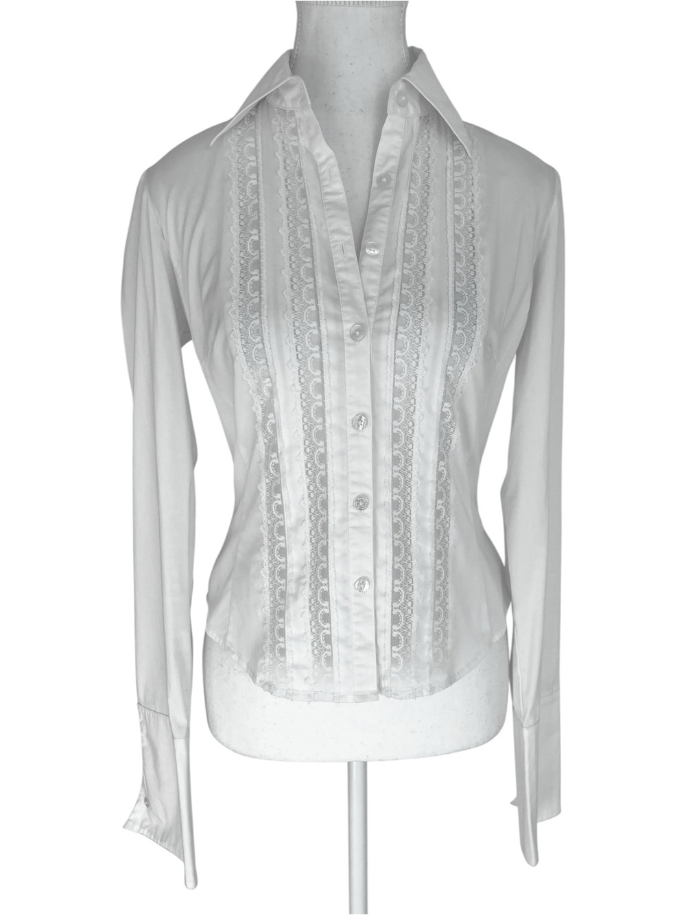 GUESS Jeans Off-White Lace Front Button Down Shirt Size Small